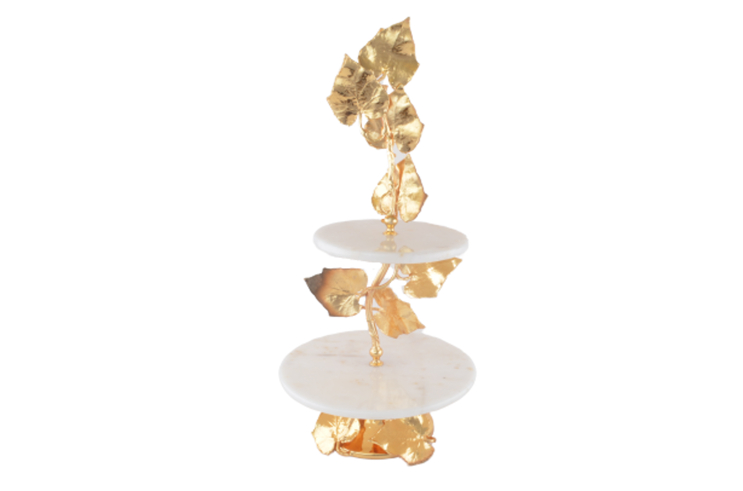 MEVLANA PRESENTATION PLATE WHITE MARBLE DOUBLE-DECKED-LEAVES resmi