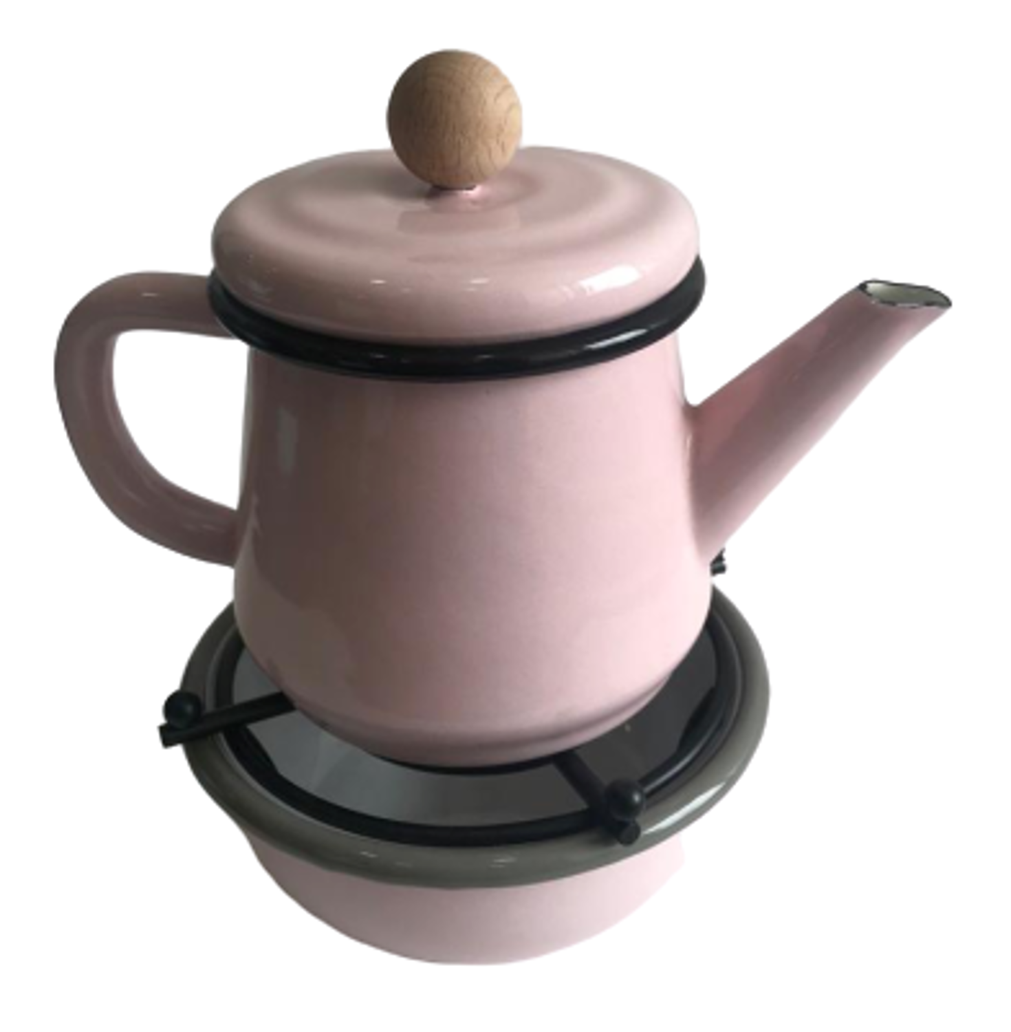 Picture of MEVLANA ENAMEL TEA POT WITH OTTOMAN STOVE - PINK