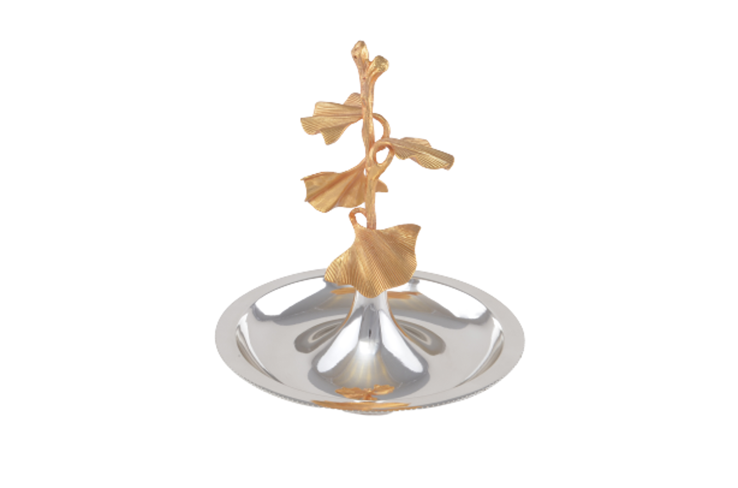 MEVLANA FUNNEL PLATE FOR NUTS SILVER-GOLD LARGE resmi