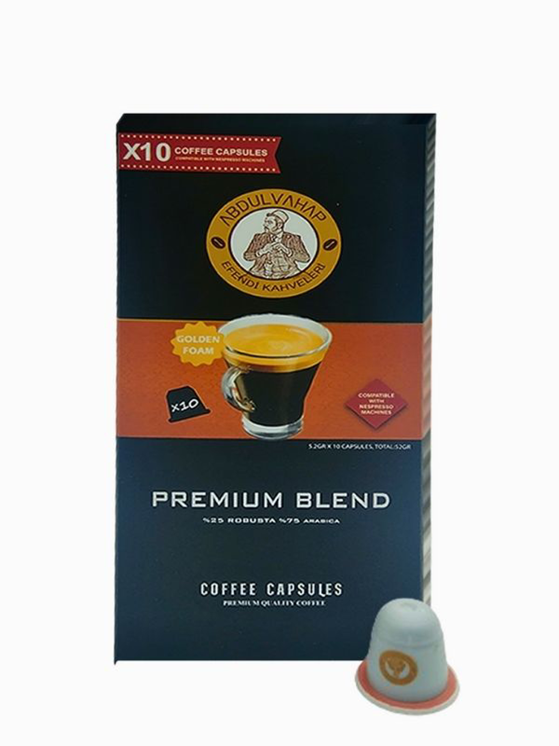 ABDULVAHAP EFENDI PREMİUM BLEND KAHVE KAPSÜL 52 GR 10 PCS resmi